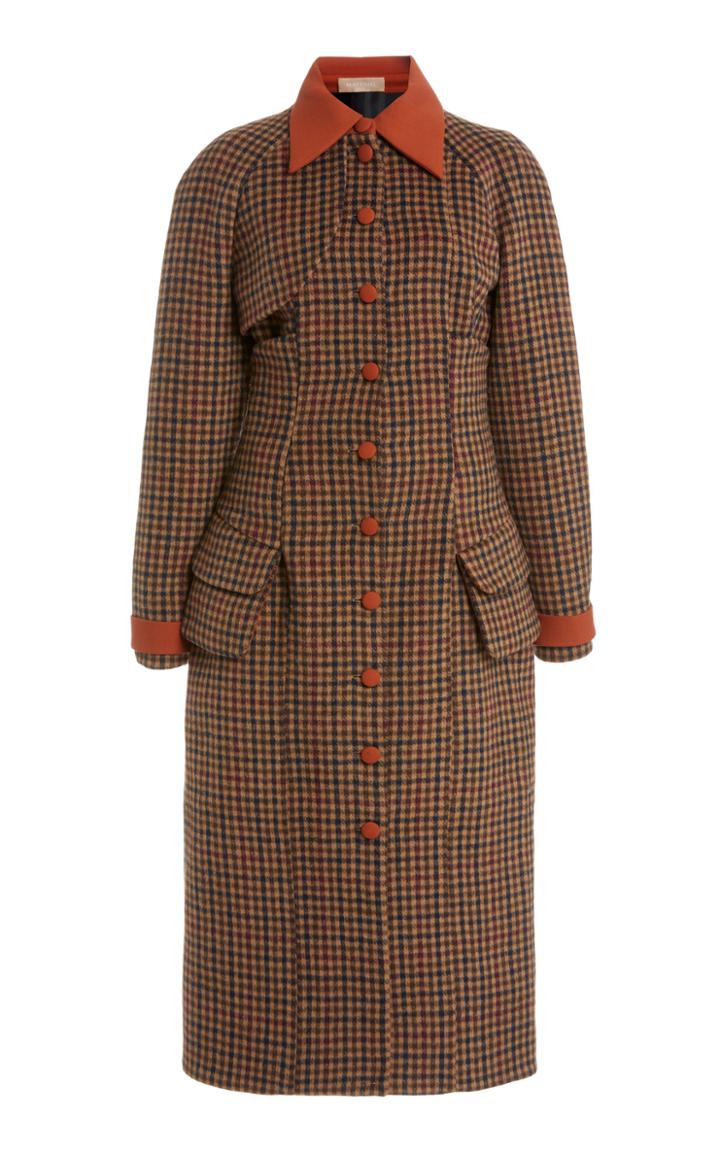 Moda Operandi Matriel Corset-detailed Checked Coat