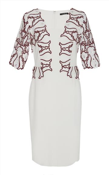 Mi Jong Lee Paneled Lace Midi Dress