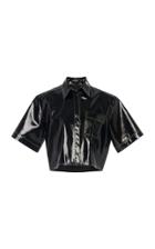 David Koma Boxy Patent Leather Cropped Shirt