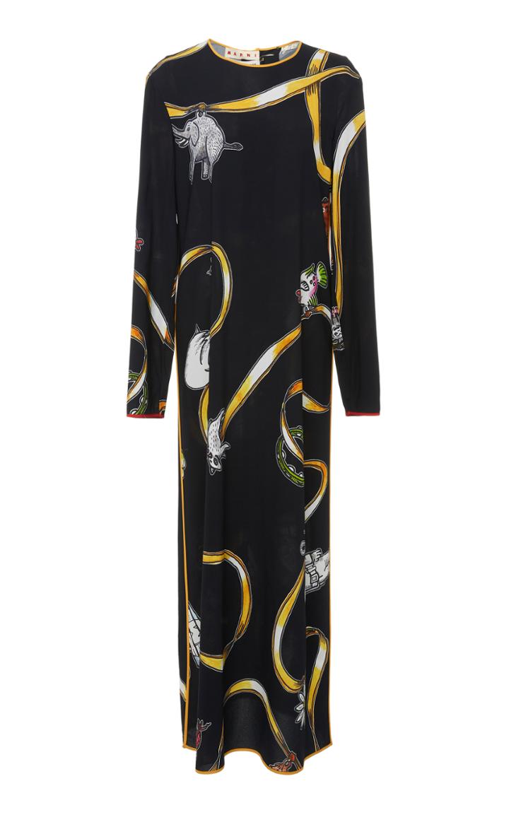 Marni Cracker Jacks Sable Long Sleeve Dress