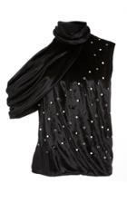Jason Wu Velvet Draped Cold Shoulder Top