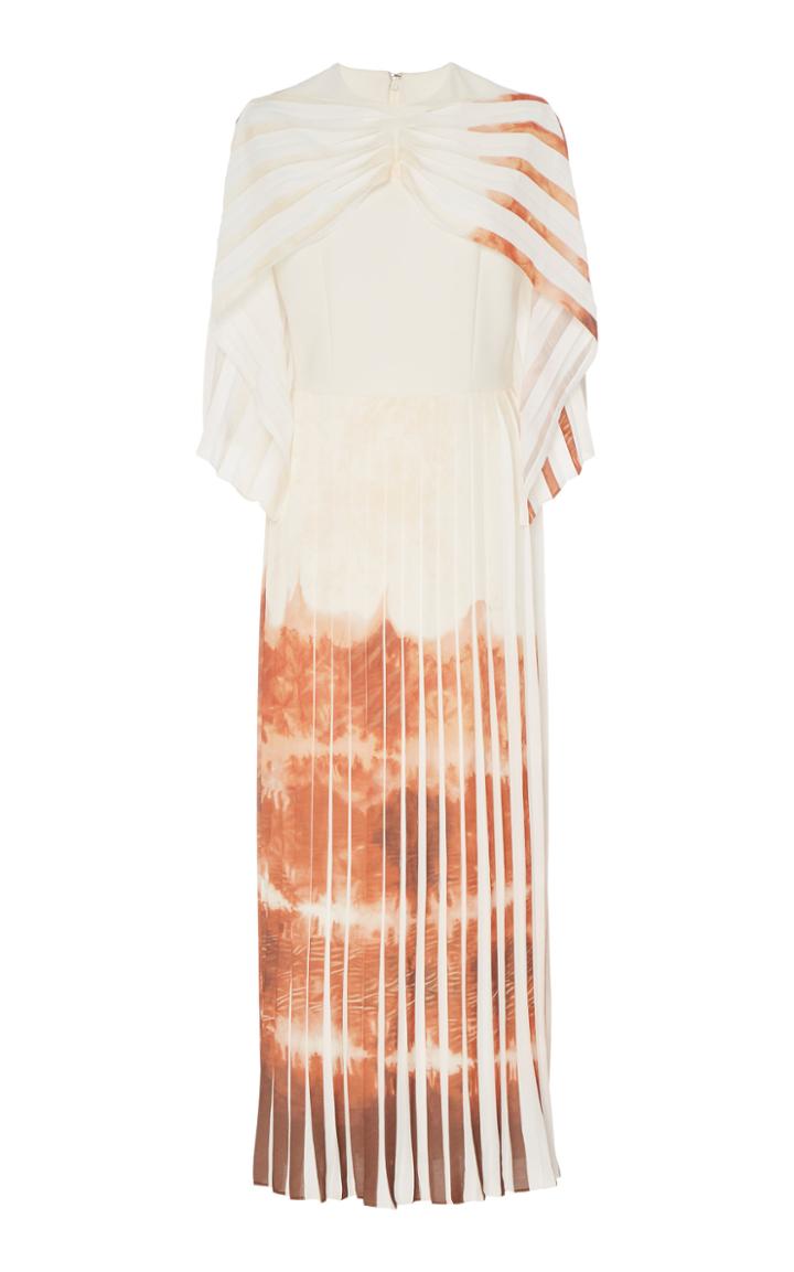 Christian Siriano Ceramic Pleated Cape Dress