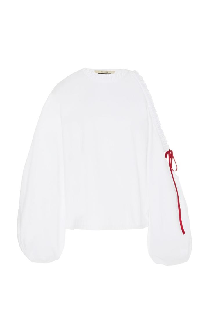 Hellessy Nelda Open-shoulder Oxford Cotton Top