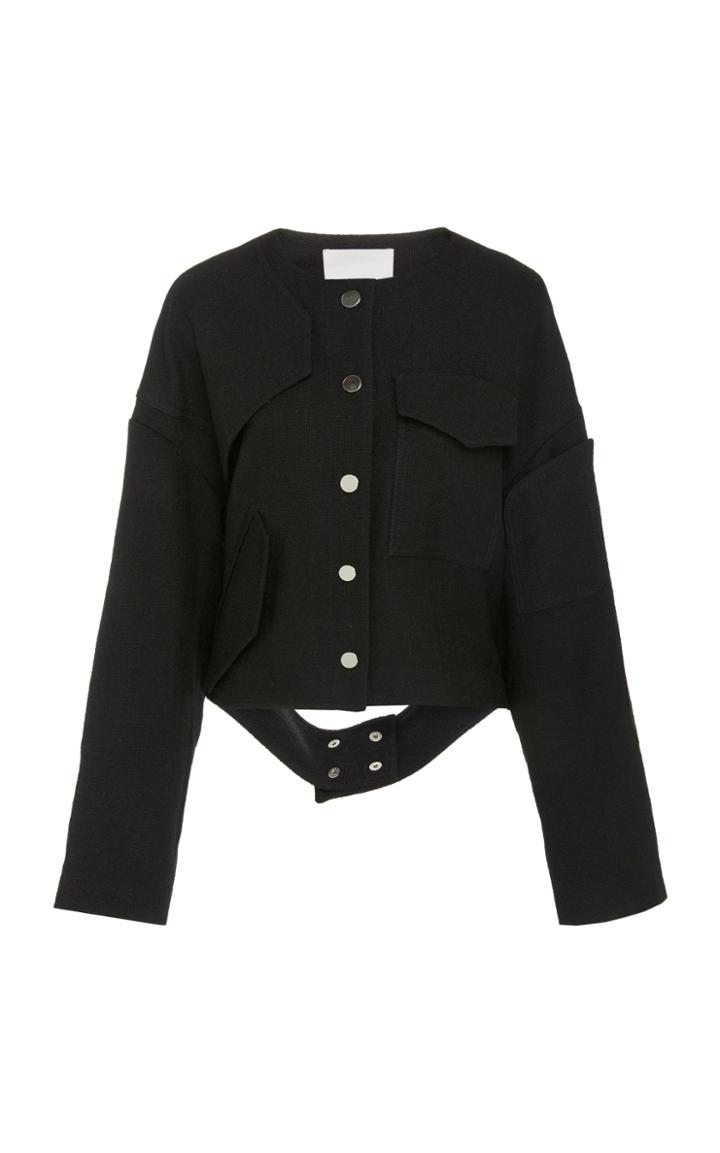 Tibi Basketweave Patch Detail Short Jacket
