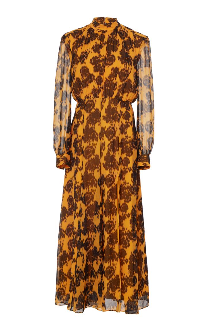 Saloni Jacqui Patterned Silk-georgette Midi Dress