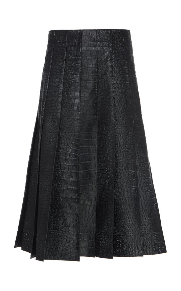 Marni Embossed Leather Pleated Skirt