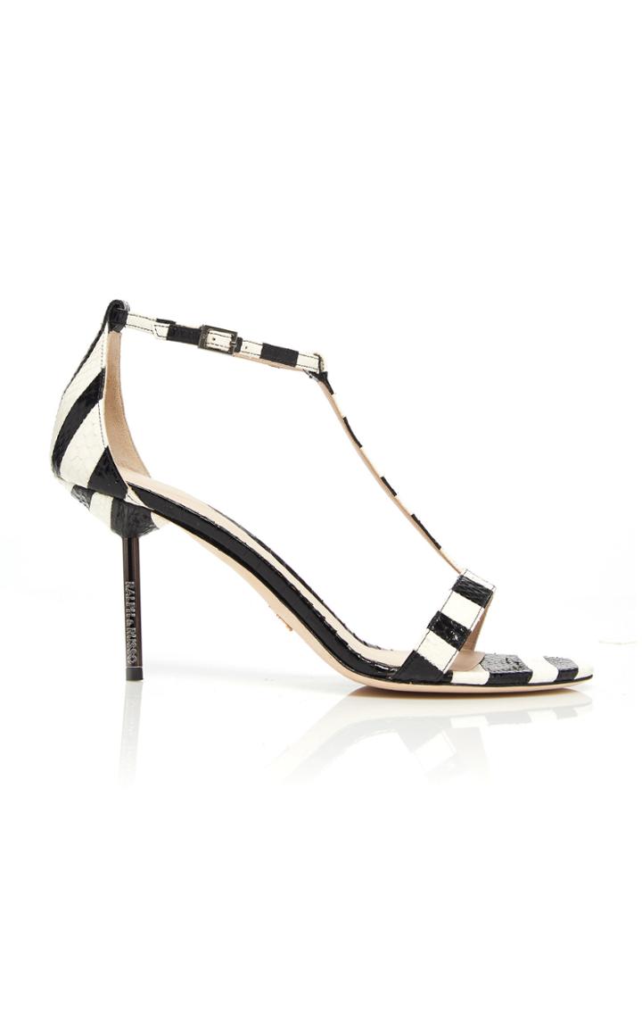 Ralph & Russo T-bar Striped Sandals