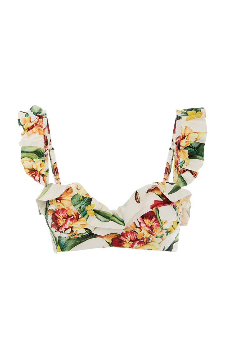 Agua By Agua Bendita Margot Printed Ruffled Bikini Top