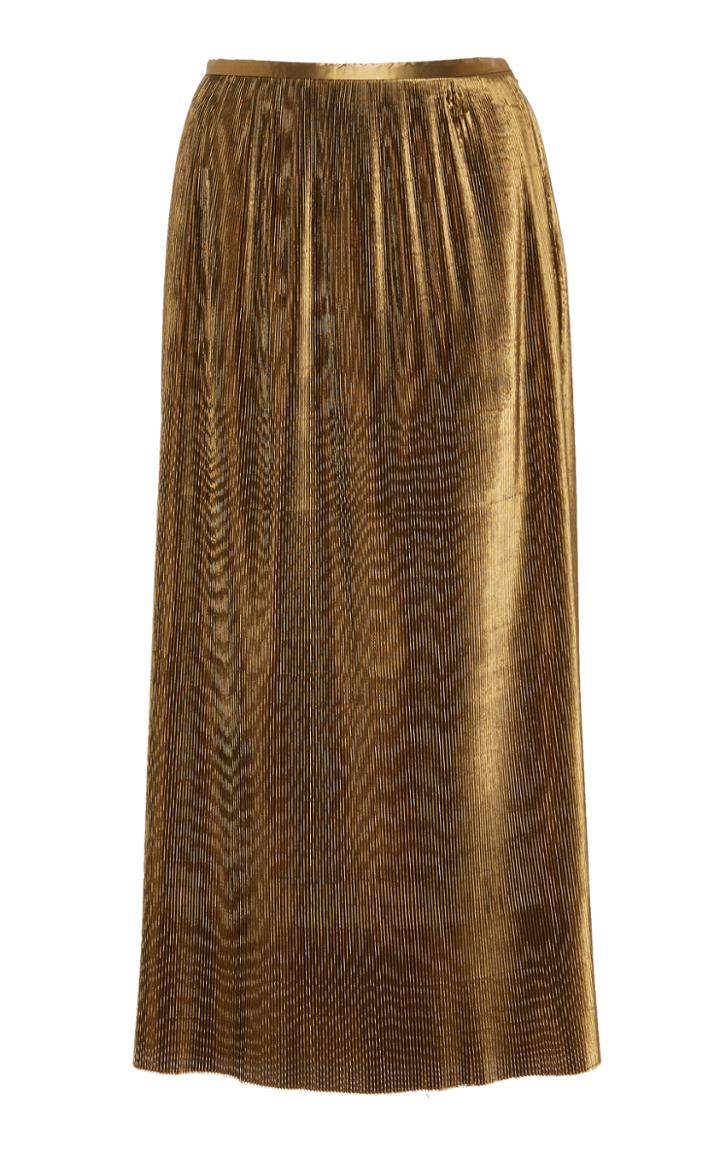 Sally Lapointe Metallic Foil A-lined Pleated Skirt
