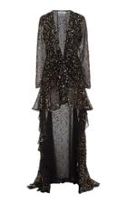 The Attico Asymmetric Printed Chiffon Maxi Dress