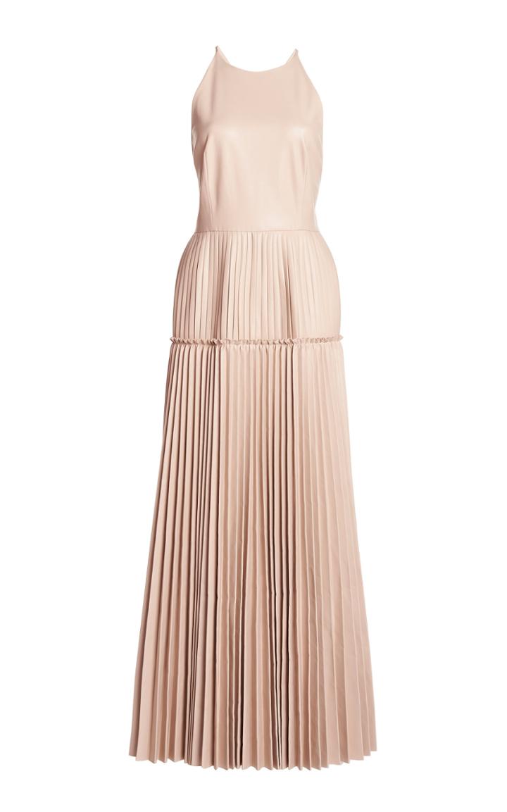 Moda Operandi Huishan Zhang Cerise Cotton-blend Pleated Dress