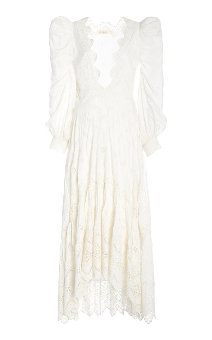 Loveshackfancy Carmel Broderie Anglaise Silk-georgette Maxi Dress