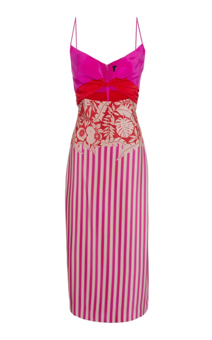Cushnie Cutout Printed Silk Midi Dress