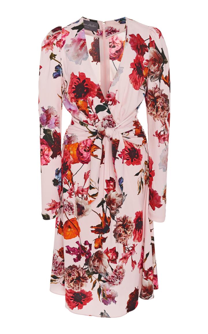 Monique Lhuillier Long Sleeve Dress With Tie Front