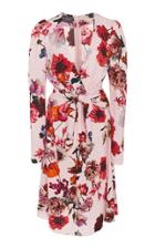 Monique Lhuillier Long Sleeve Dress With Tie Front
