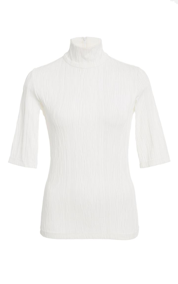 Christian Siriano Ribbed Short Sleeve Turtleneck Top
