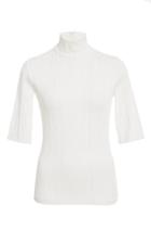 Christian Siriano Ribbed Short Sleeve Turtleneck Top