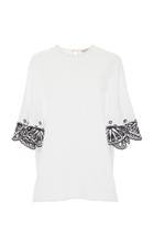 Emilio Pucci Eyelet Three Quarter Sleeve Top