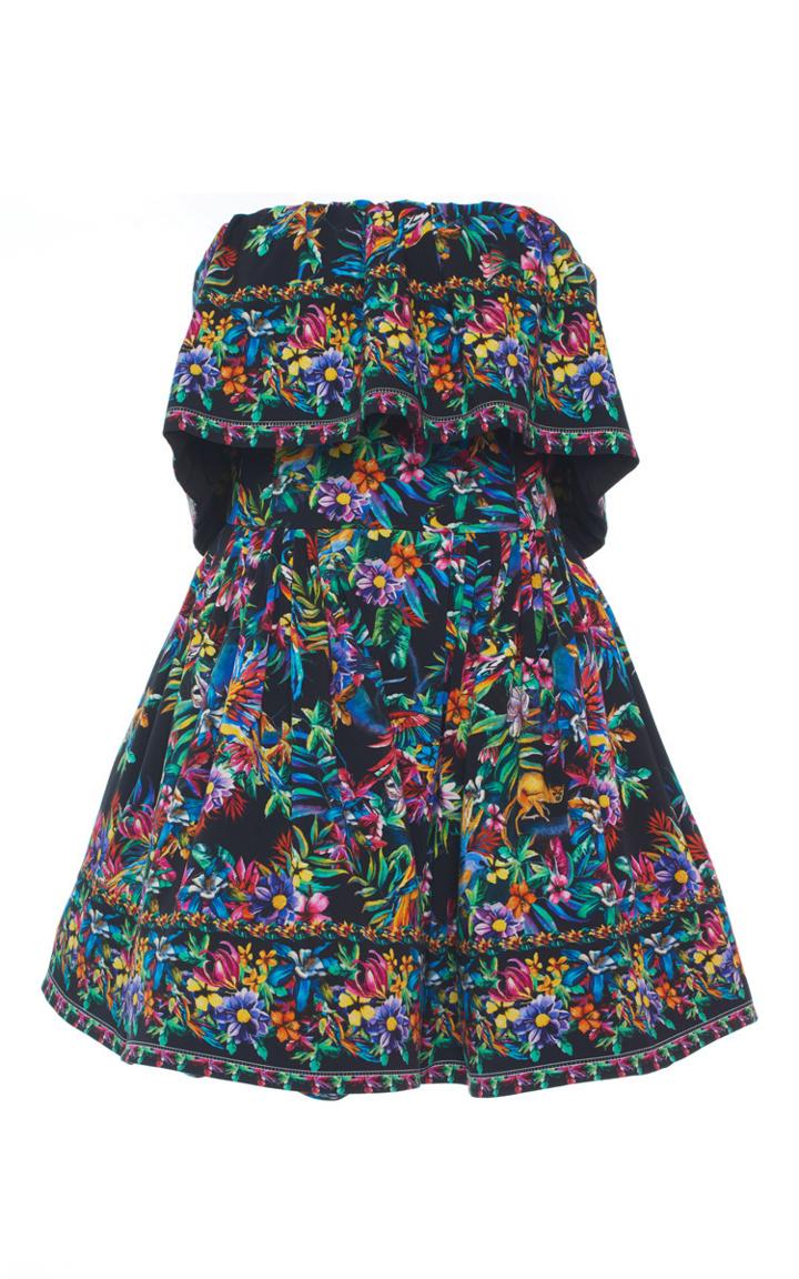 Zuhair Murad Short Strapless Cotton Dress With Ruffle Detail