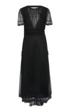 Loewe Polka-dot Pleated Chiffon Midi Dress