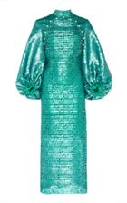 Moda Operandi Huishan Zhang Sandie Balloon-sleeve Pearl-detailed Midi Dress Size: 6