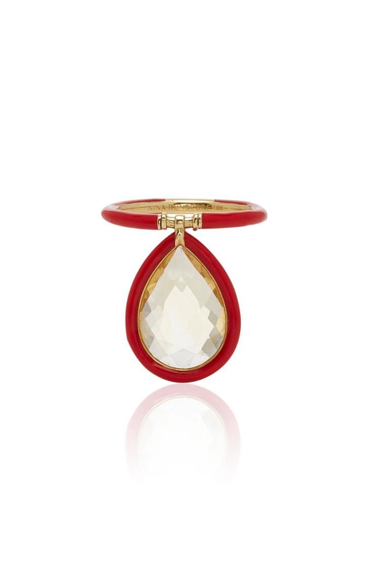 Moda Operandi Nina Runsdorf The Artist Red Enamel Large Ring Size: 6.5