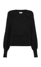 St. Agni Maiko Waffle-knit Cotton Puff-sleeve Sweater