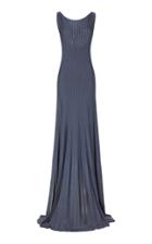 Zac Posen Embroidered Radiant Striped Knit Gown