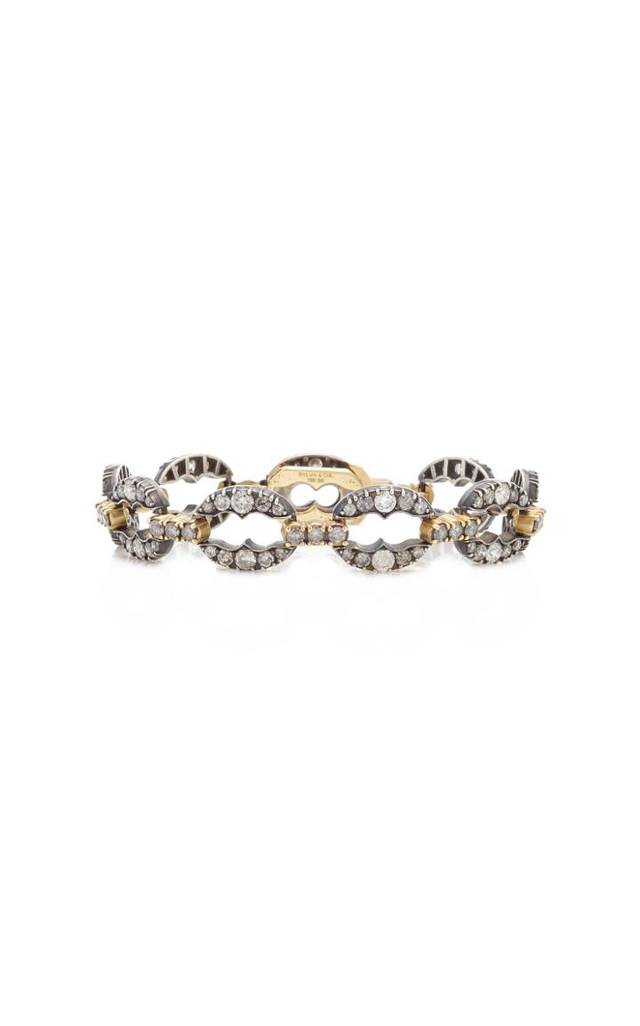 Sylva & Cie Diamond, Sterling Silver, 18k Yellow Gold Bracelet