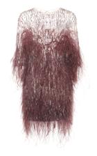 Pamella Roland Embellished Feather Mini Dress
