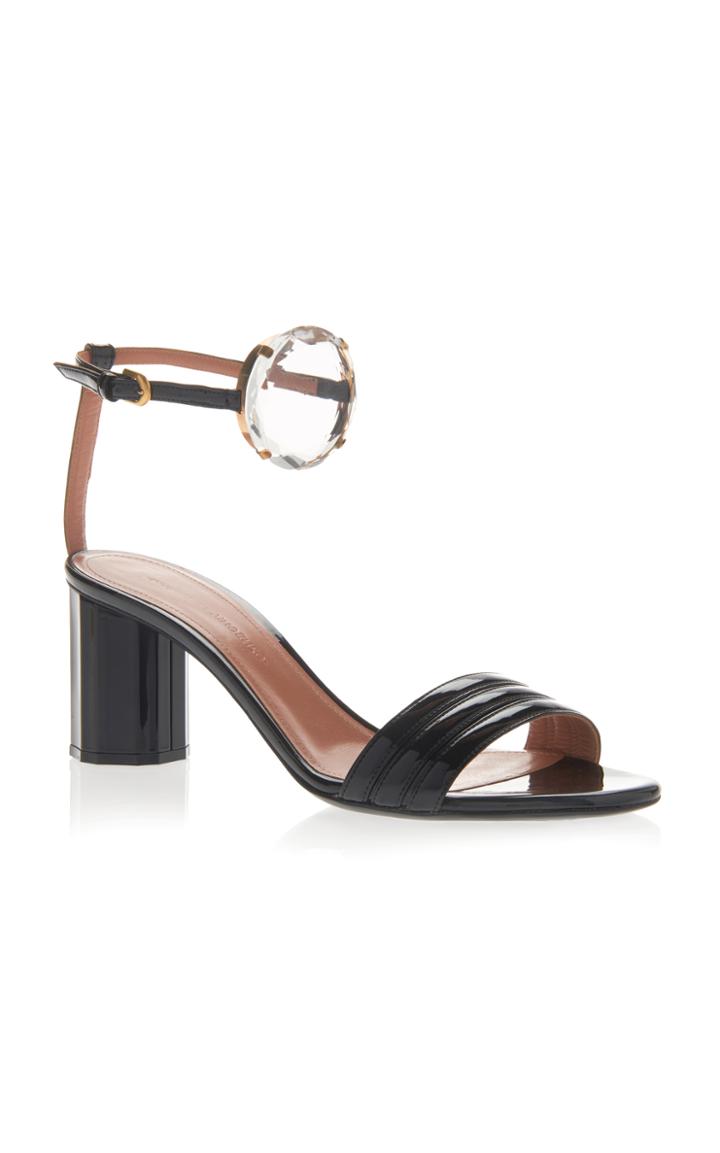 Marco De Vincenzo Bejeweled Mid Heel Metallic Sandal
