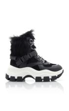Prada Fur-trimmed Leather And Rubber High-top Sneakers
