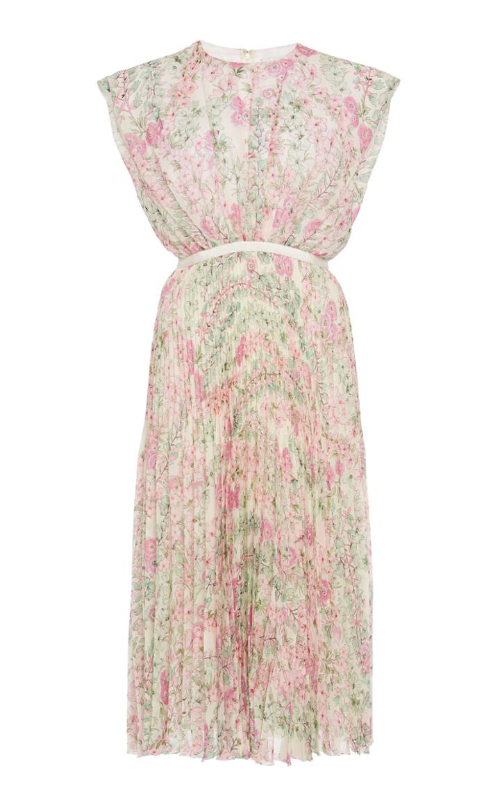 Giambattista Valli Floral-print Silk-pliss Midi Dress