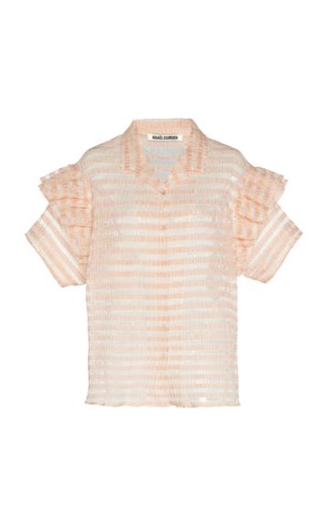 Anas Jourden Ruffled Stripe-printed Sheer Blouse