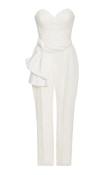 Carolina Herrera Bridal Lourdes Strapless Chantilly Lace Jumpsuit