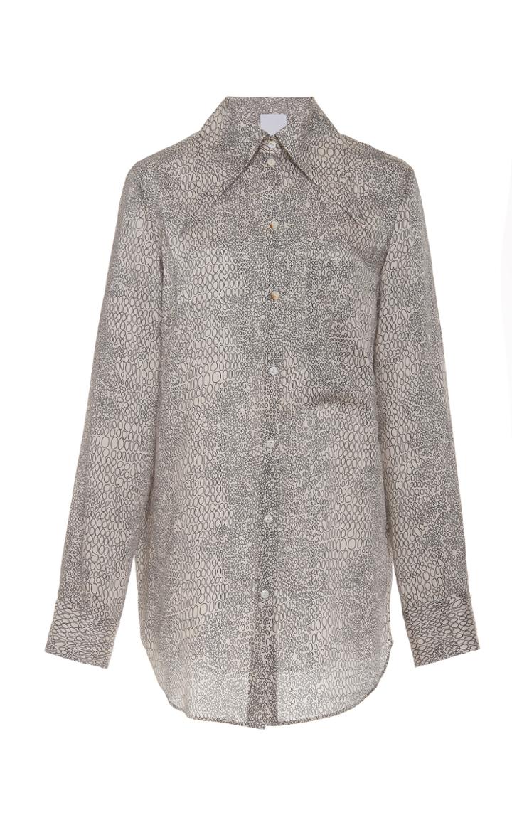 Acler Roscoe Collared Metallic Snake-print Blouse