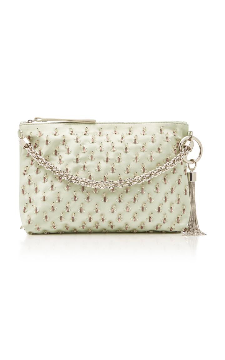 Jimmy Choo Callie Embroidered Satin Top Handle Bag