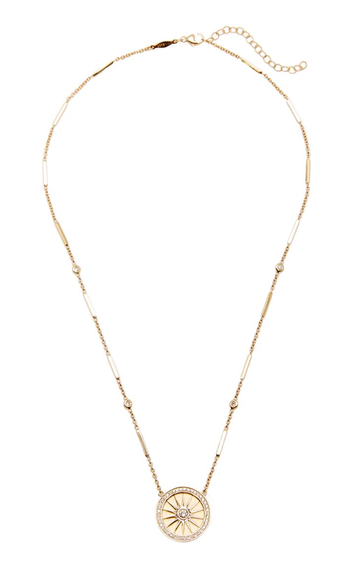 Jacquie Aiche 14k Yellow Gold Pave Diamond Round Compass Necklace