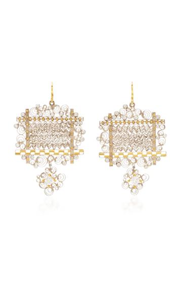 Judy Geib One-of-a-kind Wind Serenade Platinum And Gold Filigree Earrings
