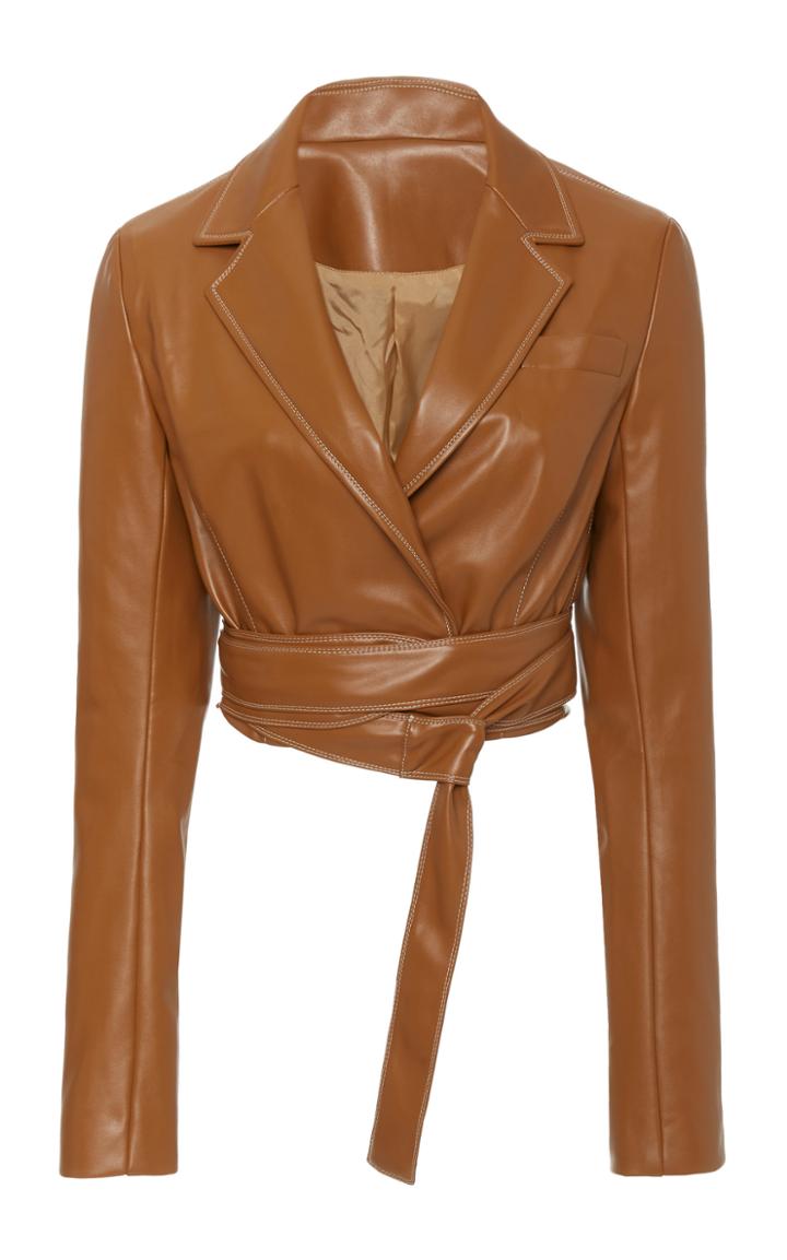Moda Operandi Olenich Belted Eco Leather Cropped Jacket Size: L