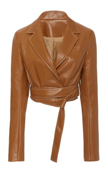 Moda Operandi Olenich Belted Eco Leather Cropped Jacket Size: L