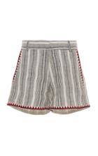 Moda Operandi Le Sirenuse Positano Louise Embroidered-trim Striped Linen Shorts Size