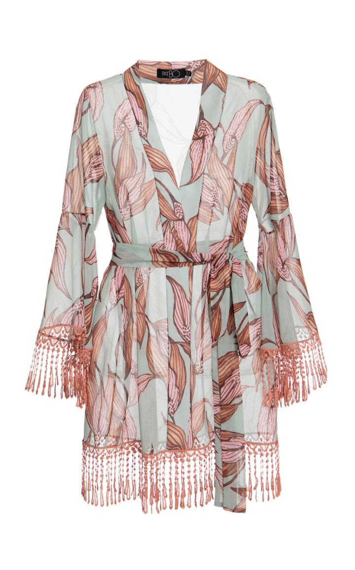 Patbo Printed Fringe Trim Short Robe