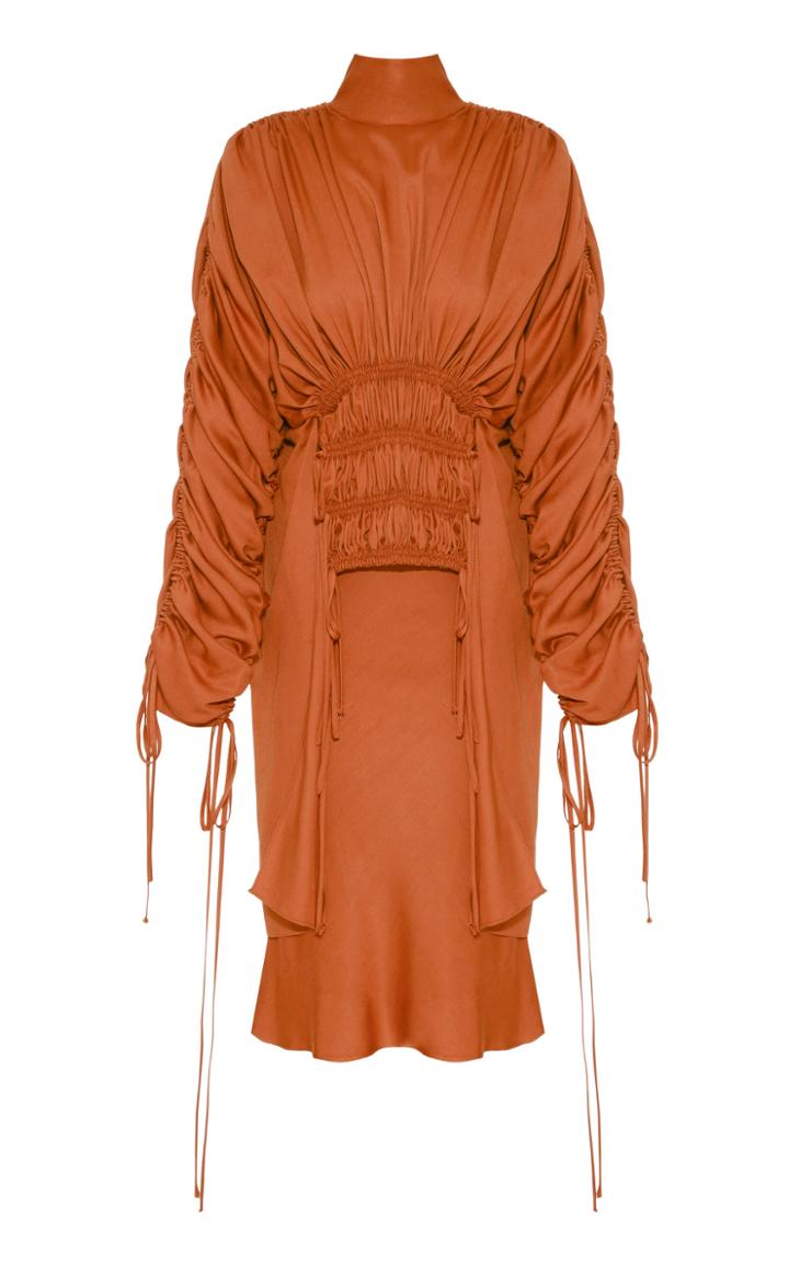 Lado Bokuchava Ruched Crepe De Chine Dress