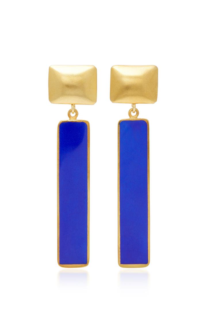 Silhouette Gold-plated Enamel Rectangle Earrings