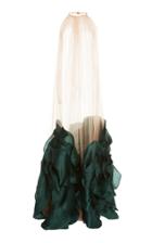 Costarellos Bi-colored Halter Neck Sheer Chiffon Tulle Cape Dress