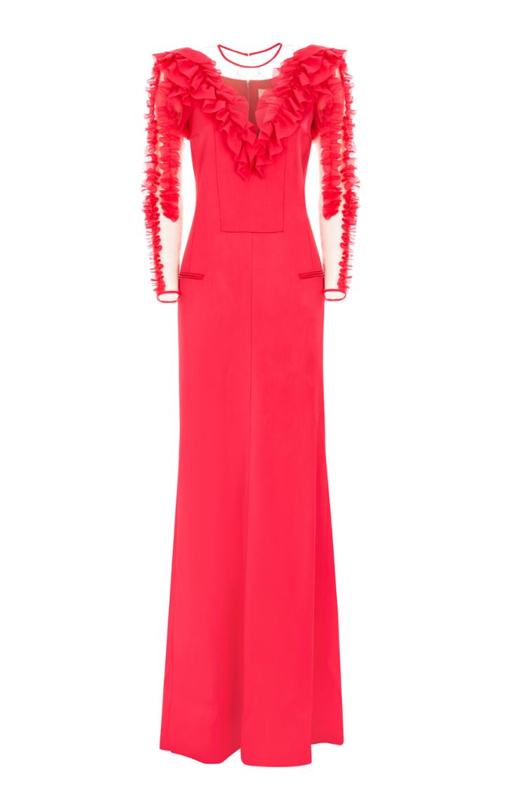 Genny Pink Sheer Sleeve Ruffle Dress