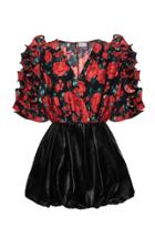 Moda Operandi Magda Butrym Lleida Floral-print Silk & Leather Mini Dress Size: 34