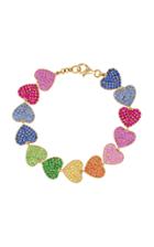 Moda Operandi Luisa Alexander 18k Yellow Gold Multicolor Pave Hearts Bracelet