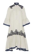 Costarellos Printed Lace-trimmed Crepe Dress